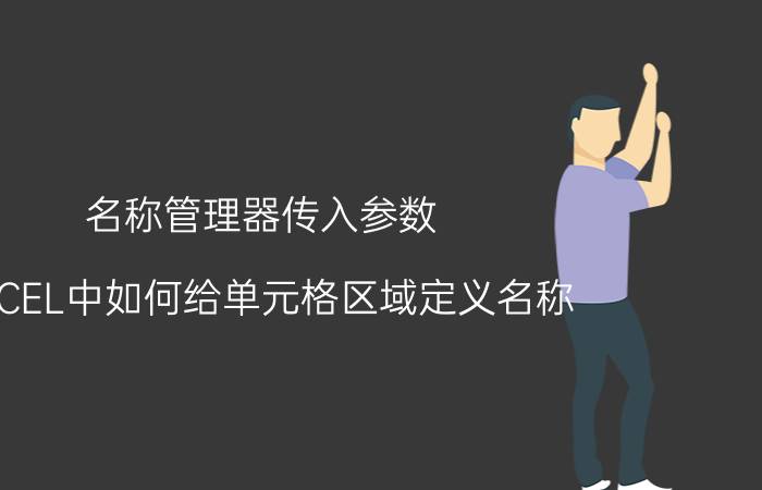 名称管理器传入参数 EXCEL中如何给单元格区域定义名称？